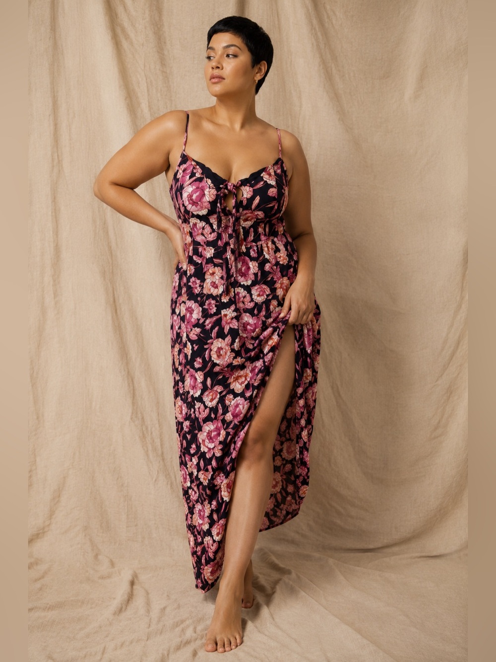 Band of Gypsies Band of the Free Large Floral Spaghetti Strap Maxi Dress